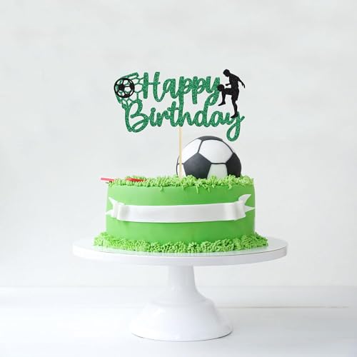 Confetti! Football Soccer Cake Topper Happy Birthday Sign Football Player Cake Decorations for Sport Theme Man Boy Girl Birthday Party Decoration Supplies - Image 4