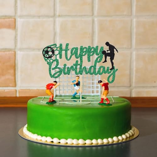 Confetti! Football Soccer Cake Topper Happy Birthday Sign Football Player Cake Decorations for Sport Theme Man Boy Girl Birthday Party Decoration Supplies - Image 5