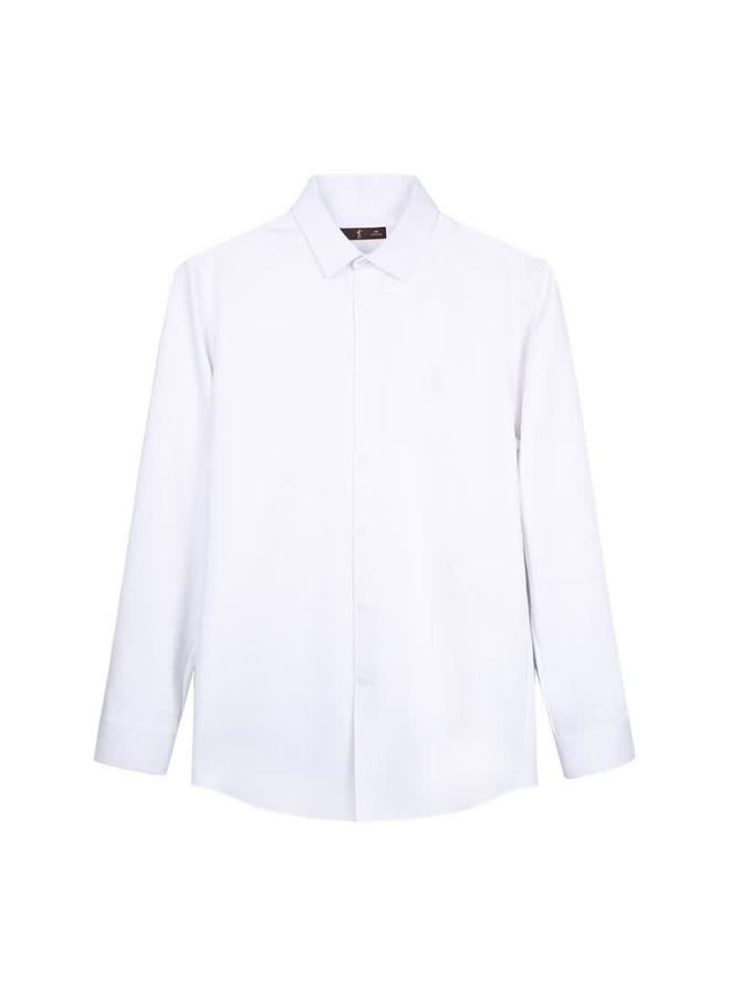 Tries Men's Fleece-lined Shirt 3a Antibacterial Autumn Winter Solid Color Logo Warm Long Sleeve Business Casual Shirt For Men - Image 3
