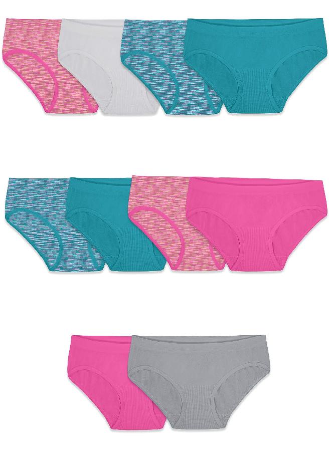 FRUIT OF THE LOOM Fruit of the Loom Girls' Seamless Underwear Multipack, Hipster-10 Pack-Assorted, 6/8 - Image 3