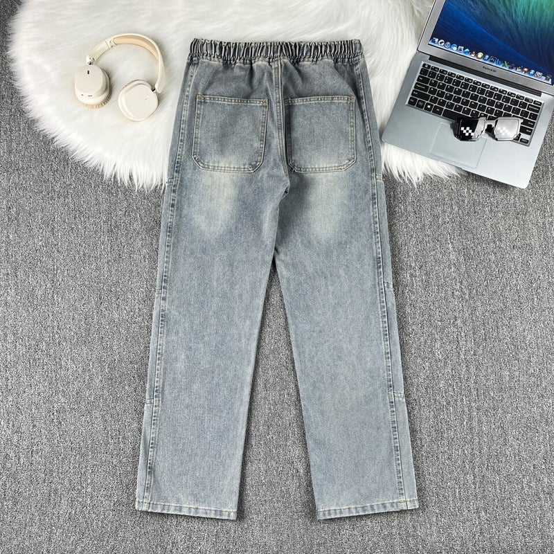 Unisex Classic Denim Jeans Loose Fit Daily Outdoor Wear - Image 3