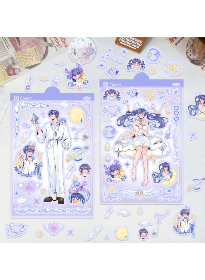 NIBEMINENT 2 Pcs Twelve Zodiac Signs Deco Kit Waterproof Stickers, High Definition Printing Bright Colors, Suitable for Laptop Skateboard Luggage Water Bottle Guitar DIY - Image 2