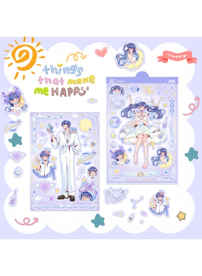 NIBEMINENT 2 Pcs Twelve Zodiac Signs Deco Kit Waterproof Stickers, High Definition Printing Bright Colors, Suitable for Laptop Skateboard Luggage Water Bottle Guitar DIY - Image 1