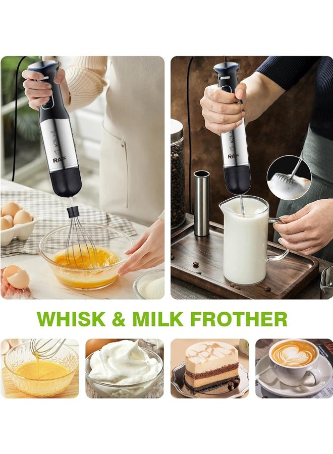 آر إيه أف خلاط يدوي محمول باليد ، خلاط يدوي متعدد الأغراض 5 في 1 ، خلاط عصا سرعة قابل للتعديل مع وضع توربو ، كوب 600 مل ، مفرمة 500 مل ، خفقت البيض ، مزبد الحليب ، ر. 366 - Image 5
