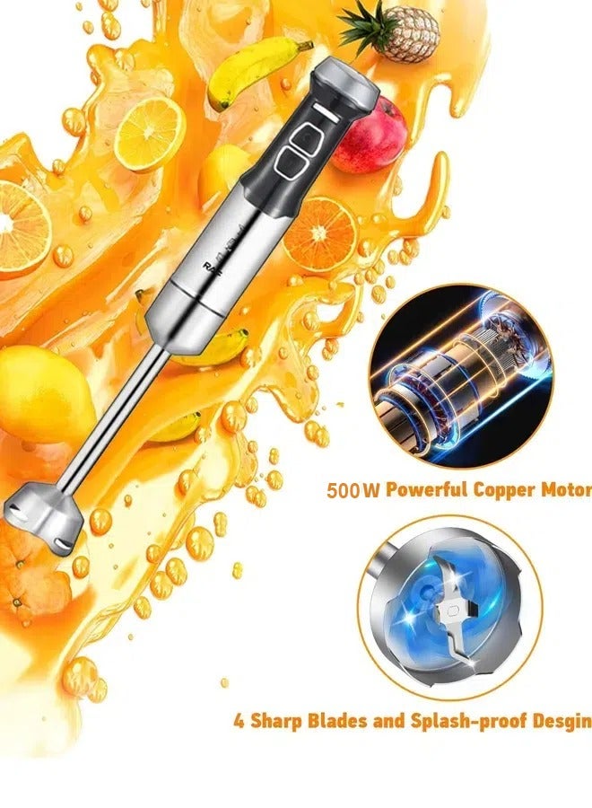 آر إيه أف خلاط يدوي محمول باليد ، خلاط يدوي متعدد الأغراض 5 في 1 ، خلاط عصا سرعة قابل للتعديل مع وضع توربو ، كوب 600 مل ، مفرمة 500 مل ، خفقت البيض ، مزبد الحليب ، ر. 366 - Image 2