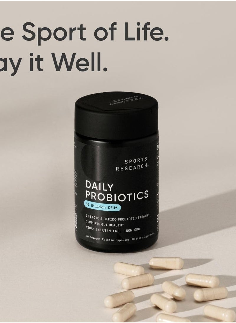 SPORTS RESEARCH - Sports Research Daily Probiotic 60 Billion CFU For Gut Health And Digestive Support 30 Vegetarian Capsules - Image 1