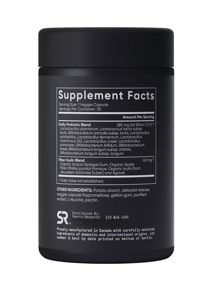 SPORTS RESEARCH - Sports Research Daily Probiotic 60 Billion CFU For Gut Health And Digestive Support 30 Vegetarian Capsules - Image 1