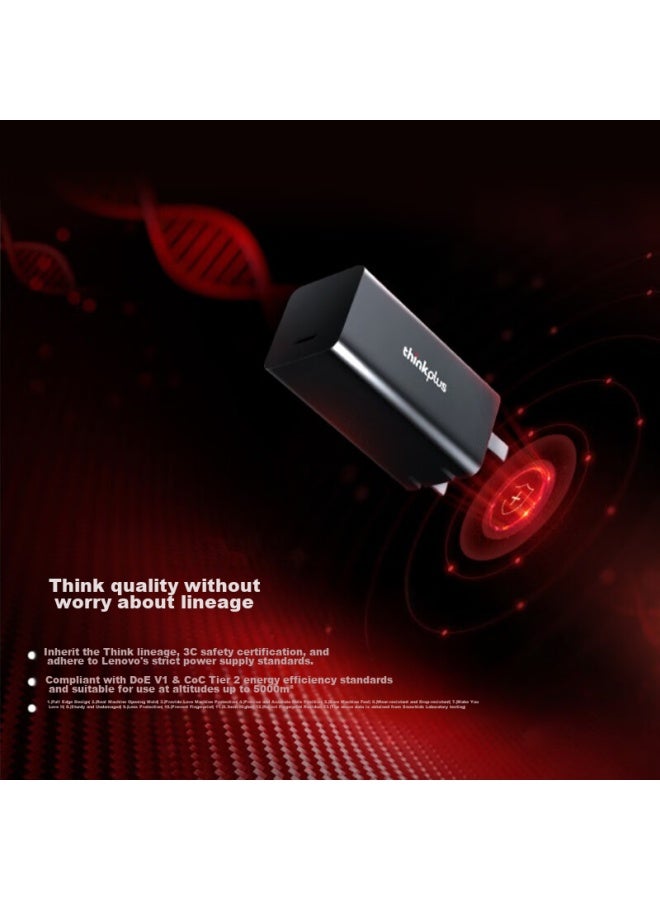 Thinkpad Lenovo Thinkplus Lipstick Power 65w Gallium Nitride Charger, Black, Compact And Portable, Suitable For Thinkbook/lenovo Laptops/smartphones/tablets Power Adapter - Image 4
