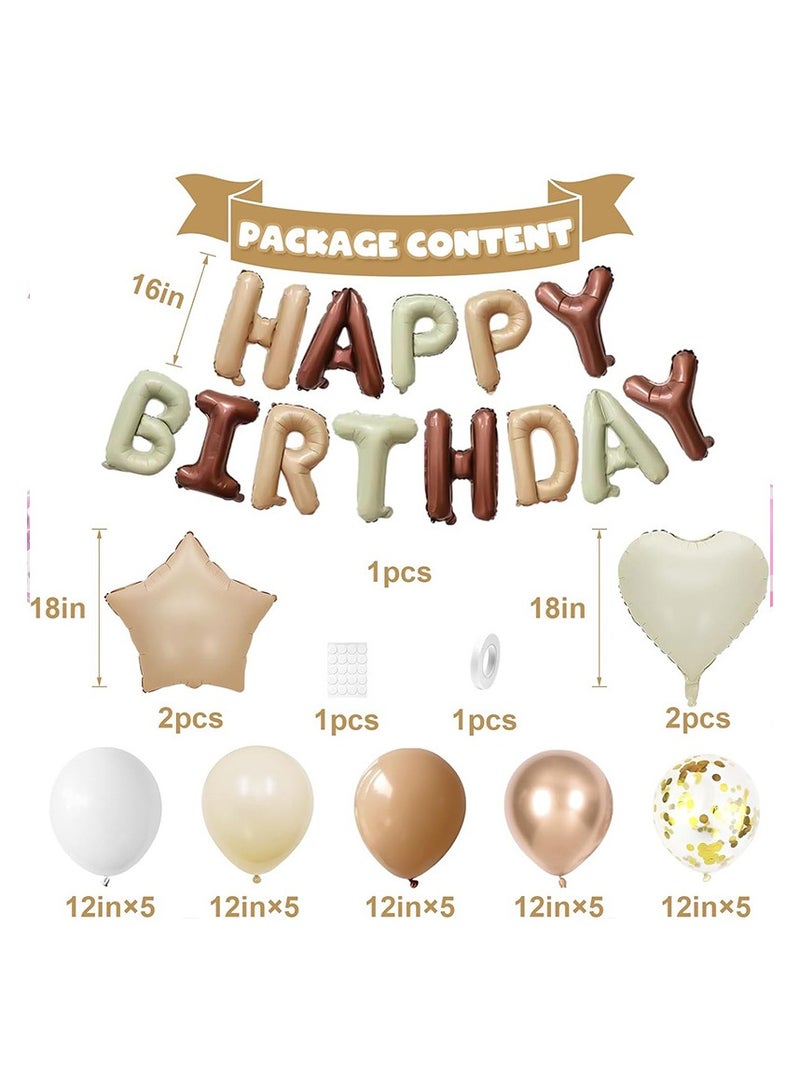 JEEJPV Beige Balloon Happy Birthday Party Decoration Set - Party Balloons with Happy Birthday, Confetti Balloons - Image 2