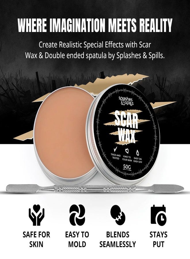 Splashes & Spills Professional Grade Scar Wax - SFX Makeup Kit for Halloween Prosthetics, Cosplay and Theatre Productions - Cruelty-Free & Vegan-Friendly Fake Scar Special Effects Makeup - 50g - Splashes & Spills - Image 2