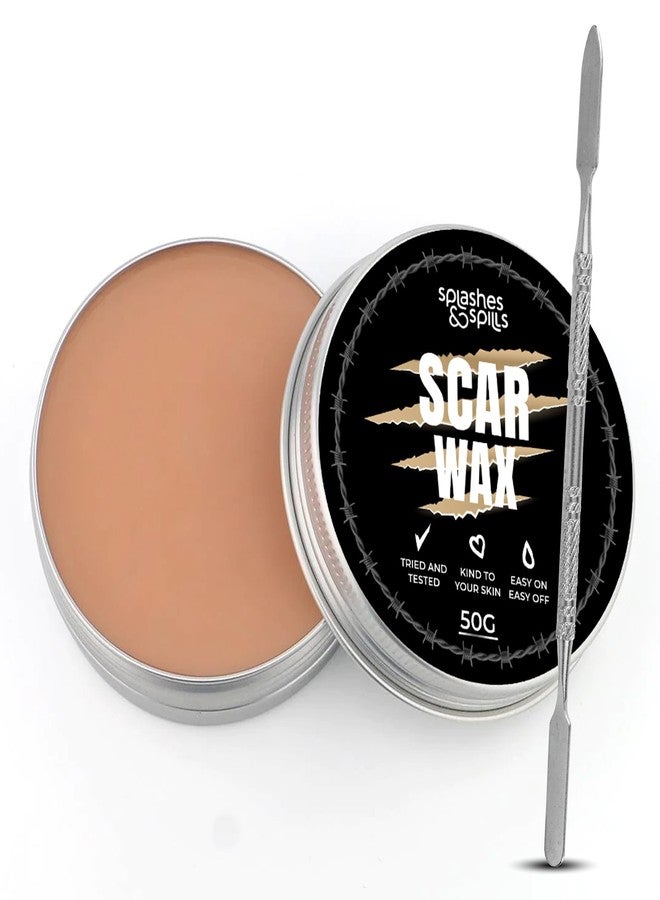 Splashes & Spills Professional Grade Scar Wax - SFX Makeup Kit for Halloween Prosthetics, Cosplay and Theatre Productions - Cruelty-Free & Vegan-Friendly Fake Scar Special Effects Makeup - 50g - Splashes & Spills - Image 1