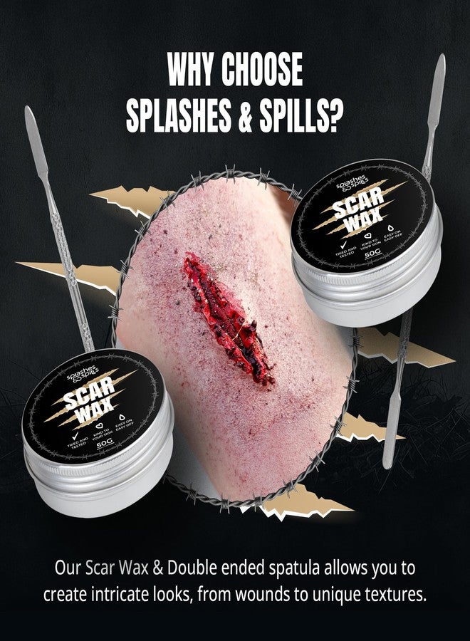 Splashes & Spills Professional Grade Scar Wax - SFX Makeup Kit for Halloween Prosthetics, Cosplay and Theatre Productions - Cruelty-Free & Vegan-Friendly Fake Scar Special Effects Makeup - 50g - Splashes & Spills - Image 5