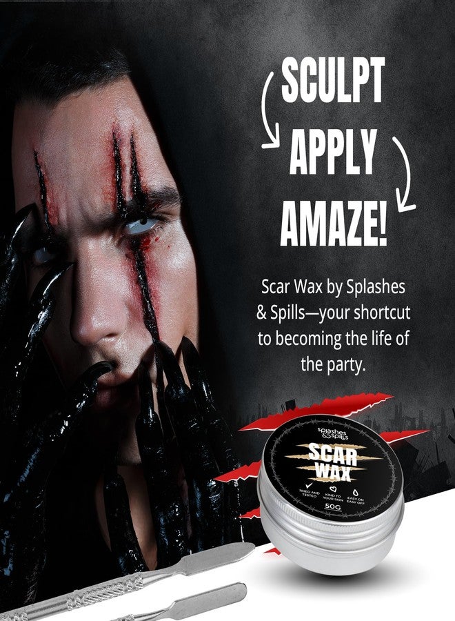 Splashes & Spills Professional Grade Scar Wax - SFX Makeup Kit for Halloween Prosthetics, Cosplay and Theatre Productions - Cruelty-Free & Vegan-Friendly Fake Scar Special Effects Makeup - 50g - Splashes & Spills - Image 4