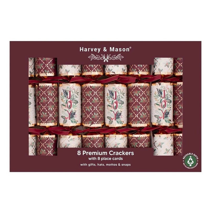 RSW 8 Premium Burgundy Joy 12.5-Inch Christmas Crackers – Holiday Party Favors, Festive Fun, and Seasonal Decor for Kids and Family, Christmas Celebration Essentials - Image 1