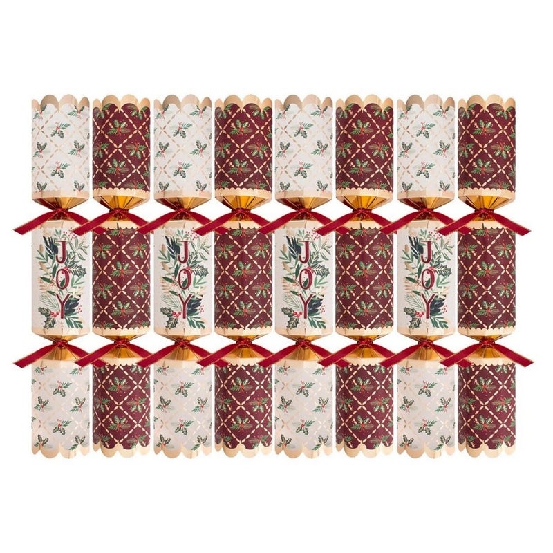 RSW 8 Premium Burgundy Joy 12.5-Inch Christmas Crackers – Holiday Party Favors, Festive Fun, and Seasonal Decor for Kids and Family, Christmas Celebration Essentials - Image 2