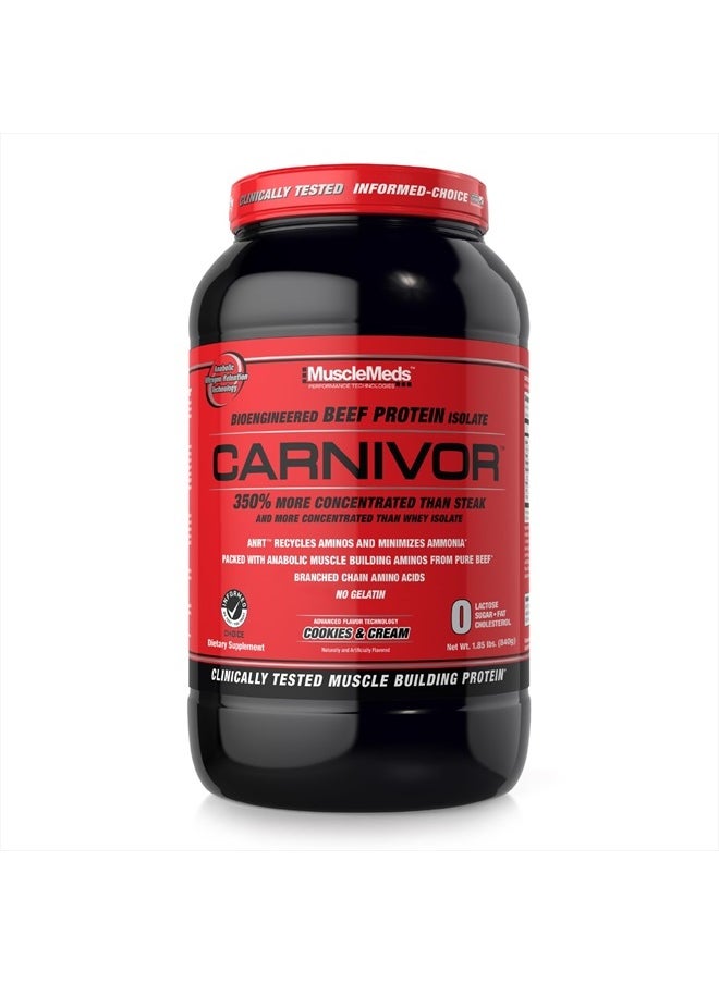 MUSCLEMEDS Carnivor Hydrolyzed Beef Protein Isolate, 28 Servings, Cookies & Cream,1.85lbs  - Image 1