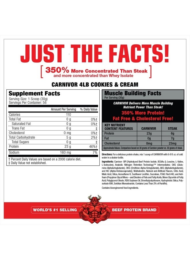 MUSCLEMEDS Carnivor Hydrolyzed Beef Protein Isolate, 28 Servings, Cookies & Cream,1.85lbs  - Image 2