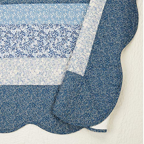 MODERN HEIRLOOM Blue Floral Embroidered Quilted Bedspread - Lightweight Breathable All Seasons Bedding, King Size - Image 2