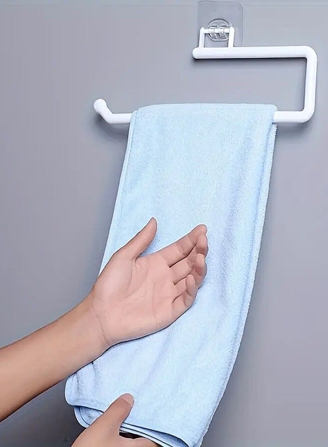 MASIA Self-Adhesive Tissue Holder for Bathroom and Kitchen – Wall-mounted installation with no drilling required, featuring a modern and elegant design. Made of durable white plastic, measuring 28 cm in length. Suitable for use as a bathroom tissue holder, toilet paper holder, or kitchen towel rack. - Image 4