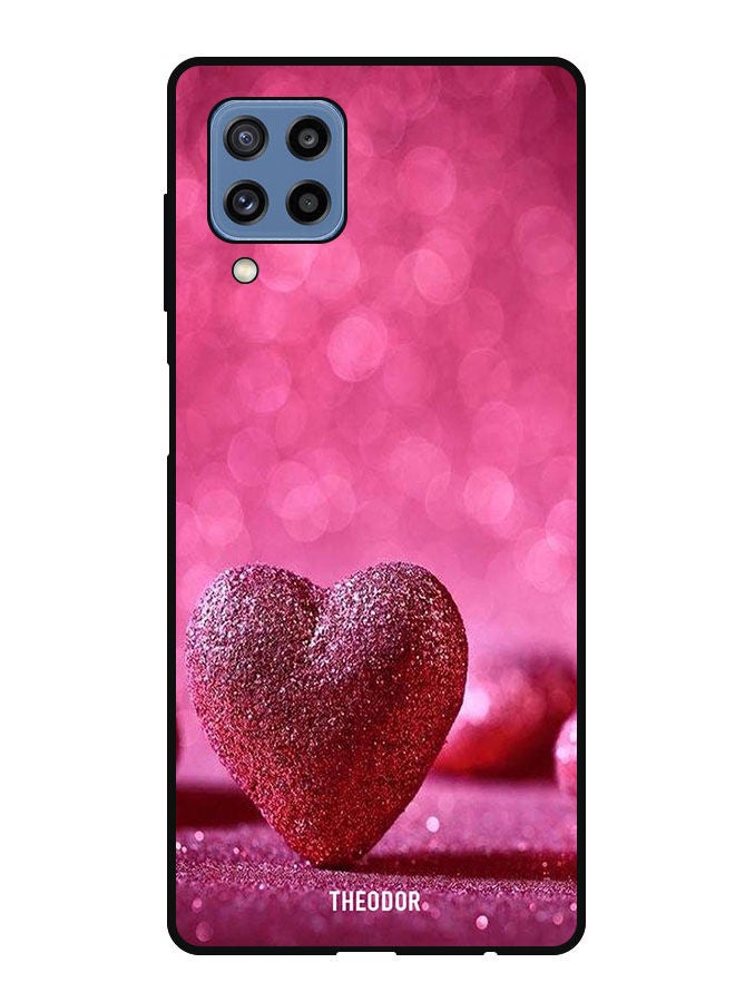 Theodor Protective Case Cover For Samsung Galaxy M32 4G  Dark Pink Gliter Heart - Image 1