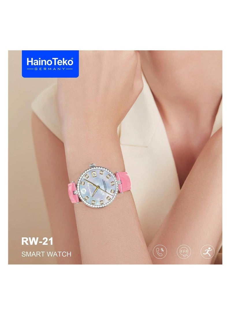 Haino Teko Germany Stylish Smart Watch RW-21 for Girls and Women with Bluetooth Call, Heart Rate and Many More - Silver Dial - Image 2