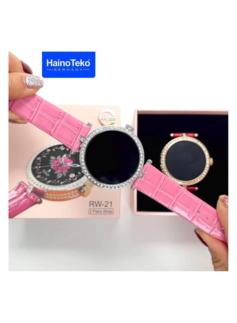 Haino Teko Germany Stylish Smart Watch RW-21 for Girls and Women with Bluetooth Call, Heart Rate and Many More - Silver Dial - Image 3