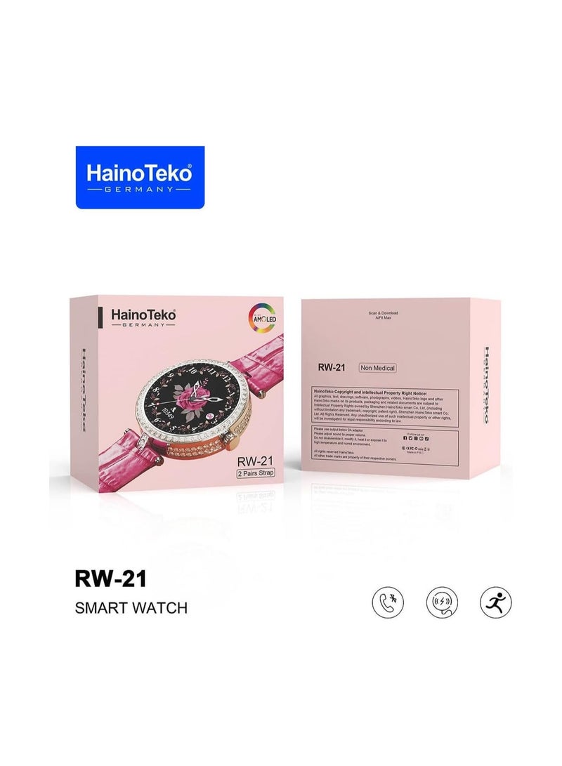 Haino Teko Germany Stylish Smart Watch RW-21 for Girls and Women with Bluetooth Call, Heart Rate and Many More - Silver Dial - Image 4