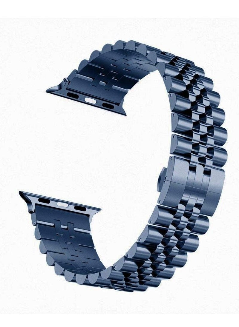 ELTRAZONE Stainless Steel Replacement Band for Apple Watch Ultra & Series 2–9 – Compatible with 49mm, 45mm, 44mm, 42mm Models – Solid Metal Bracelet Strap with Butterfly Clasp – Blue  - Image 3