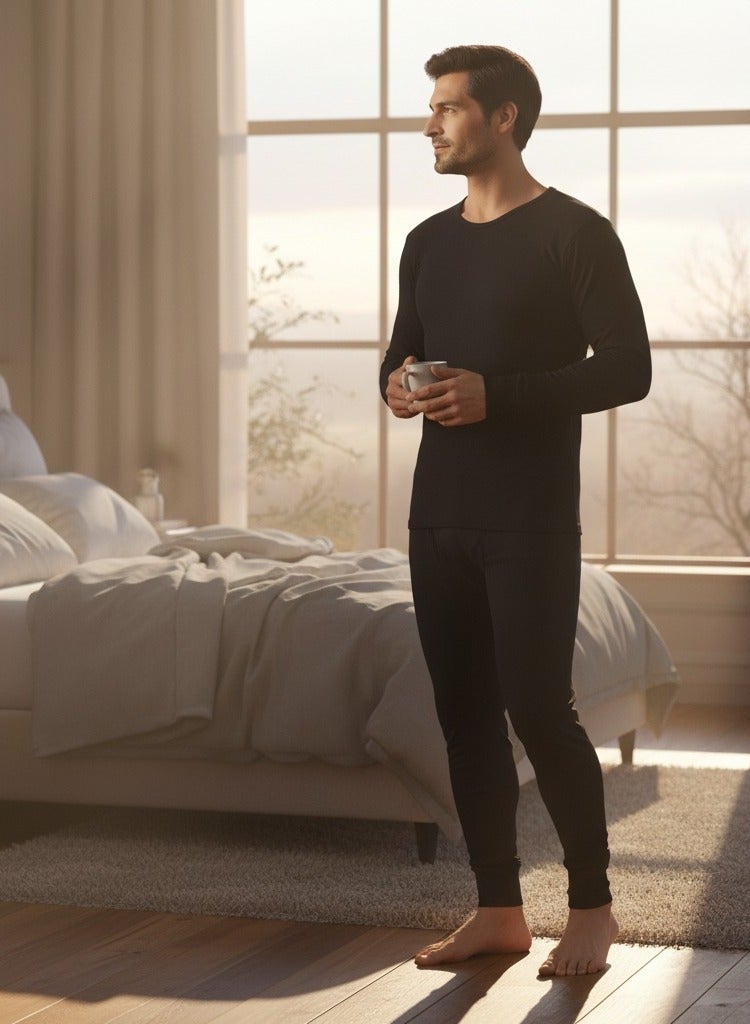 ميسري طقم تدفئه رجالي مبطن - اسود - Image 3