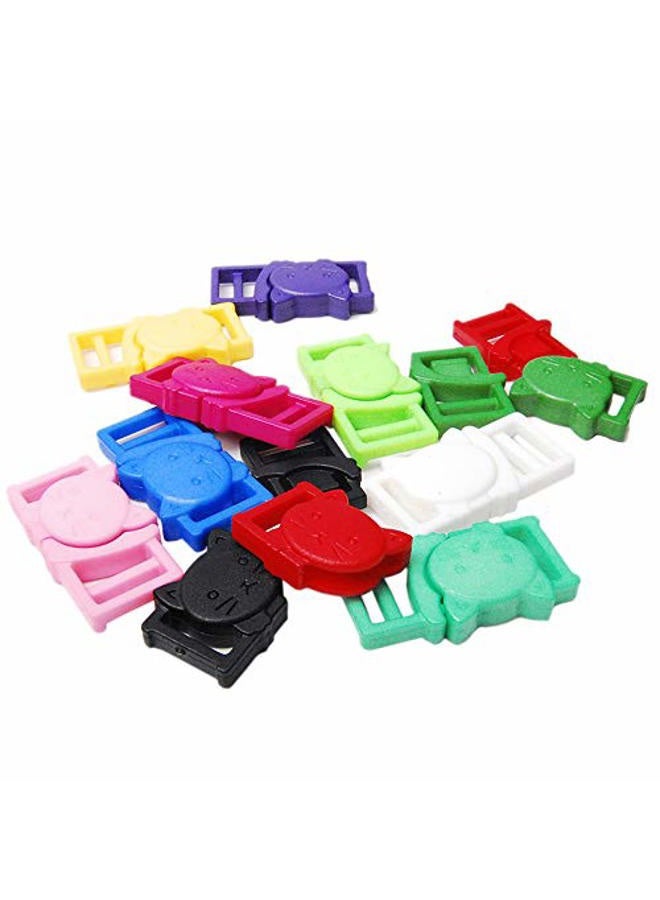 CooBigo 25pcs 3/8" (11mm) Cat-Head Plastic Safty Breakaway Buckles for Bra Cat Dog Collar Paracord FLC124(Mix-s), Assorted, 3/8" (11mm) - Image 1