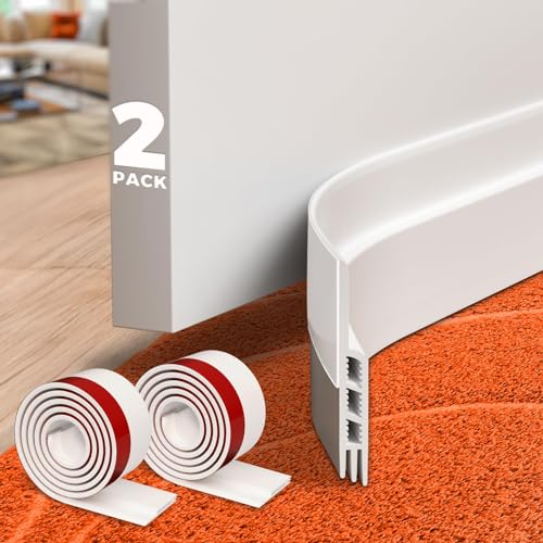 Holikme 2 Pack Door Draft Stopper Sheets, Rolls & Strips Under Door Draft Blocker Insulator Doors Sweep Weather Stripping Noise Stopper Strong Adhesive, White - Image 1