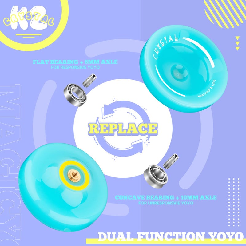 MAGICYOYO Responsive Yoyo for Beginners K2, Dual Purpose Yo Yo for Kids with Replacement Unresponsive Bearing for Intermediate + Bearing Remover + Yo-yo Case Bag + 12 Yoyo Strings (Blue) - Image 3