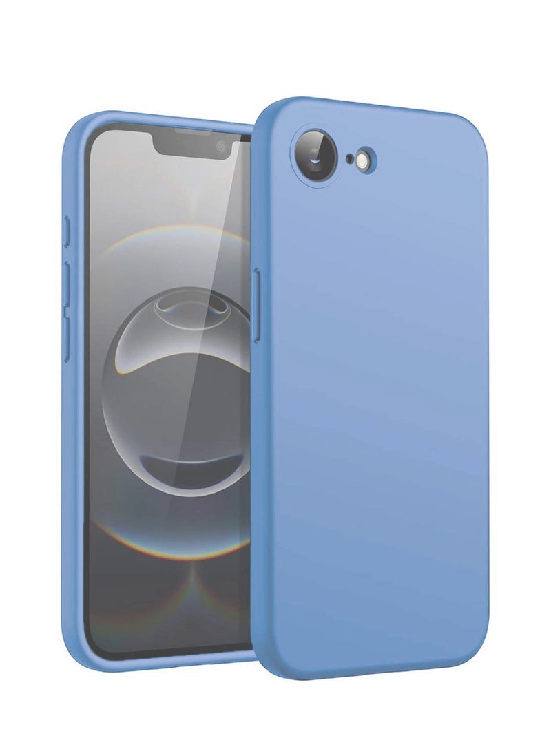 دبليو تيك غطاء غطاء جراب سيليكون سائل ناعم فاخر من ابل ايفون 16 اي 5 جي 2025 - أزرق سماوي - Image 1