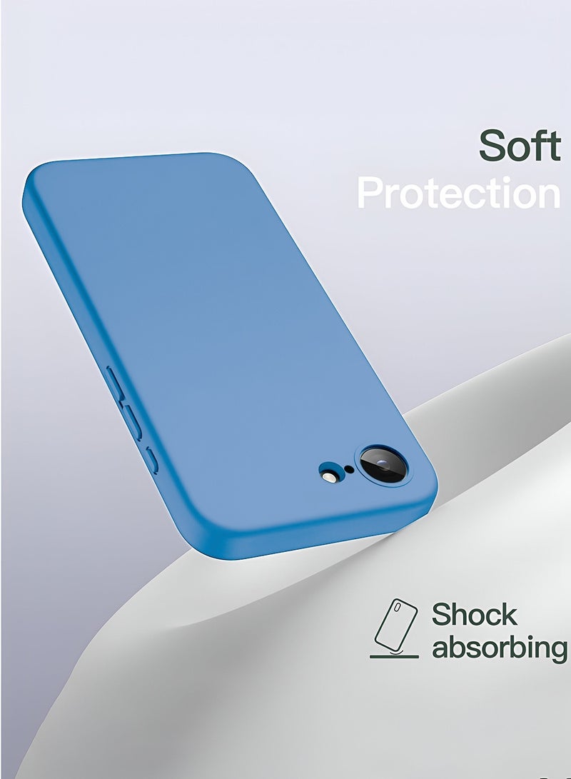 دبليو تيك غطاء غطاء جراب سيليكون سائل ناعم فاخر من ابل ايفون 16 اي 5 جي 2025 - أزرق سماوي - Image 3