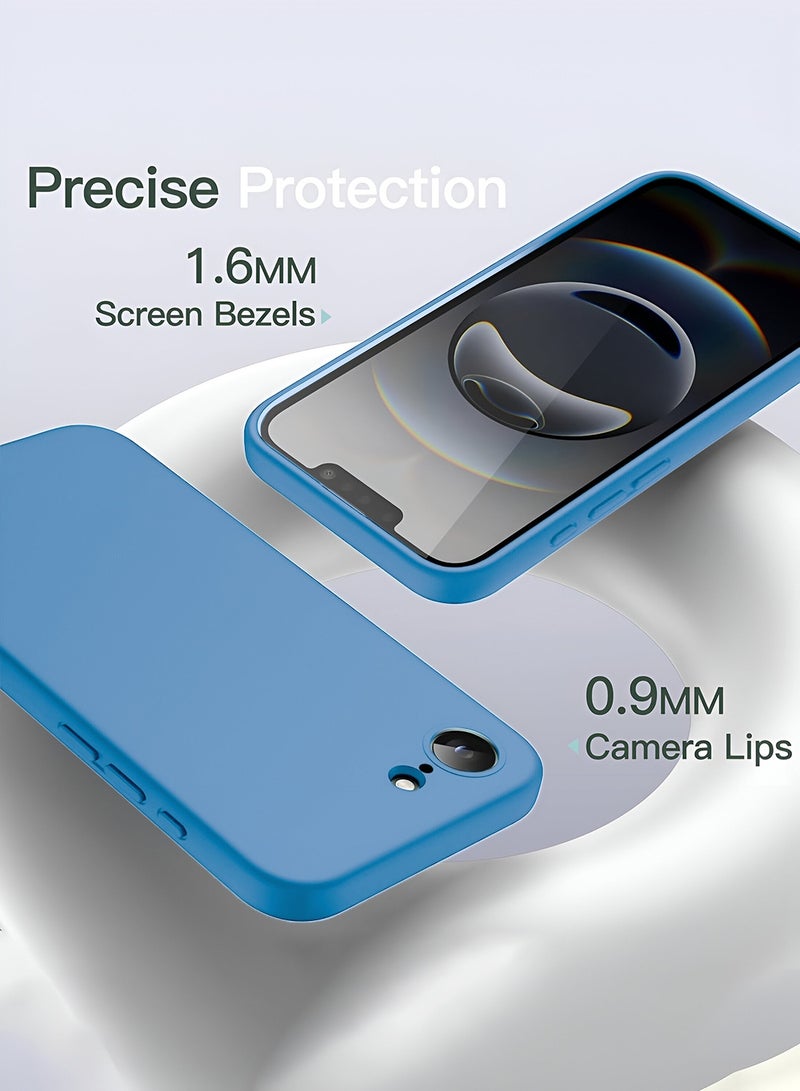 دبليو تيك غطاء غطاء جراب سيليكون سائل ناعم فاخر من ابل ايفون 16 اي 5 جي 2025 - أزرق سماوي - Image 4