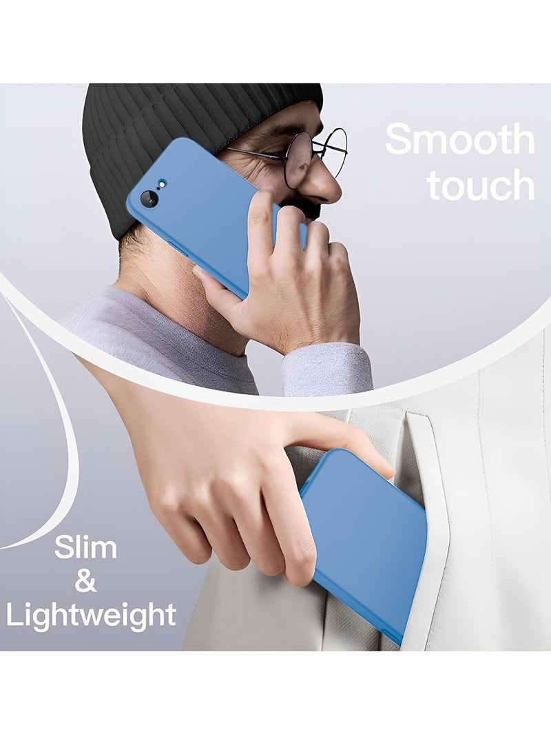 دبليو تيك غطاء غطاء جراب سيليكون سائل ناعم فاخر من ابل ايفون 16 اي 5 جي 2025 - أزرق سماوي - Image 5