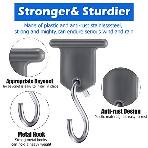 BBTO RV Awning Hooks for Lights Camping Awning Accessory Hangers Plastic Metal S Shaped Gray Hooks Set Camper Light Support Hanger for Camping Tent Indoor Outdoor Decor (14 Pieces) - Image 3