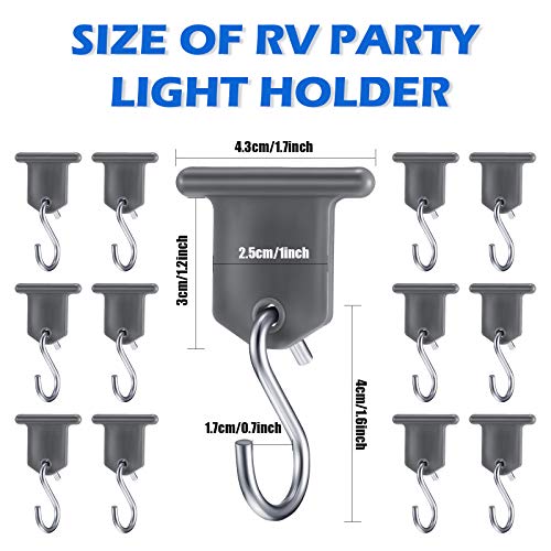 BBTO RV Awning Hooks for Lights Camping Awning Accessory Hangers Plastic Metal S Shaped Gray Hooks Set Camper Light Support Hanger for Camping Tent Indoor Outdoor Decor (14 Pieces) - Image 2