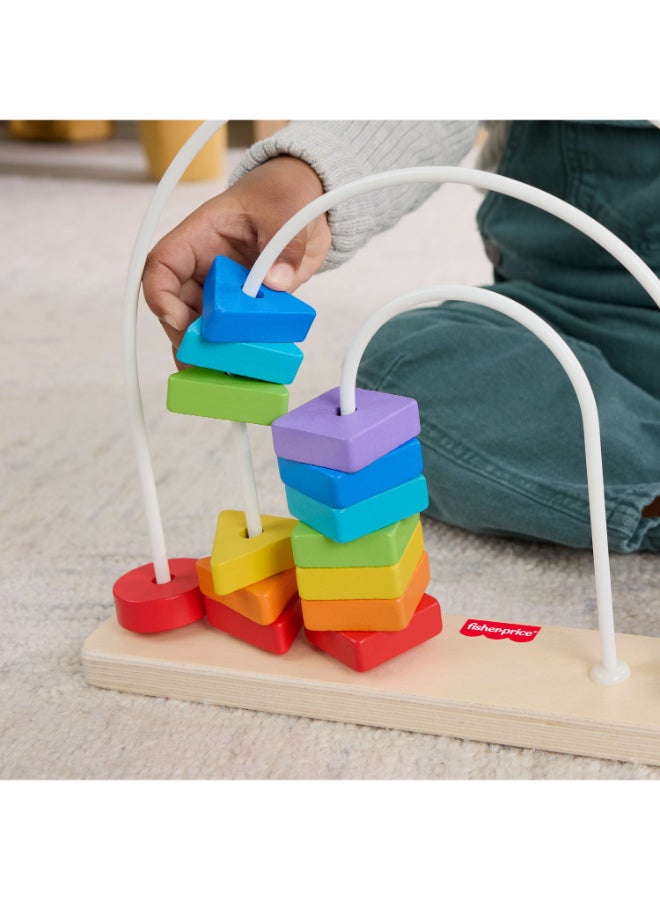 Fisher-Price Wood Baby Toy Rainbow Bead Bar Maze, Educational Activity for Fine Motor Skill Development for Toddlers Ages 1+ Years - Image 3