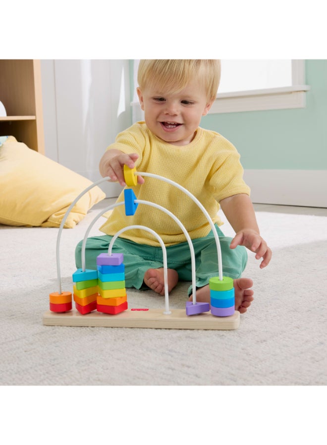 Fisher-Price Wood Baby Toy Rainbow Bead Bar Maze, Educational Activity for Fine Motor Skill Development for Toddlers Ages 1+ Years - Image 2
