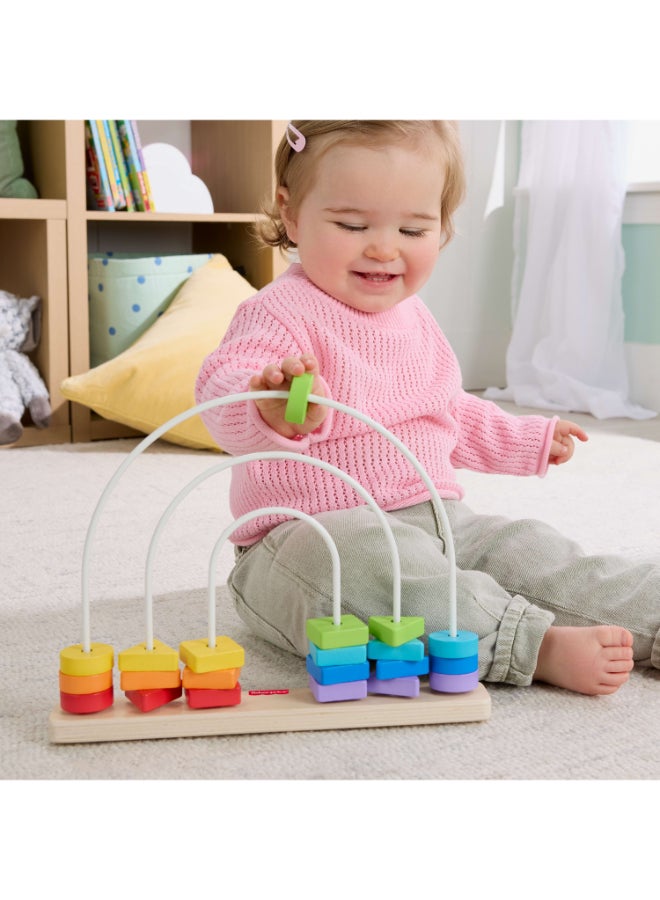 Fisher-Price Wood Baby Toy Rainbow Bead Bar Maze, Educational Activity for Fine Motor Skill Development for Toddlers Ages 1+ Years - Image 4