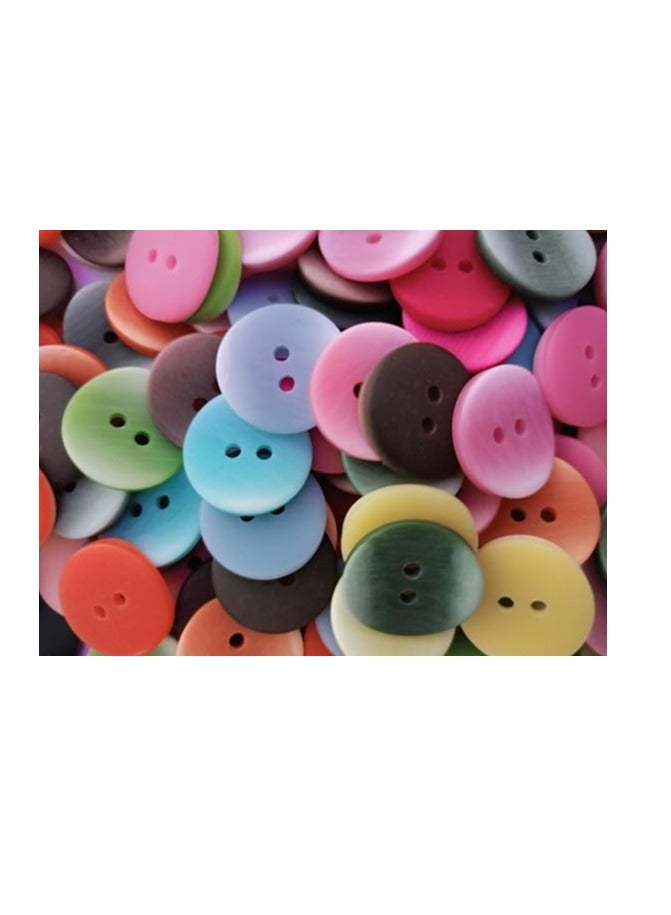 mysouq.co store 50pcs 17mm Colours Double Eye Bread Button Round Resin Sewing Buttons Diy Scrapbooking Multicolour, DIY Handmade  - Image 4