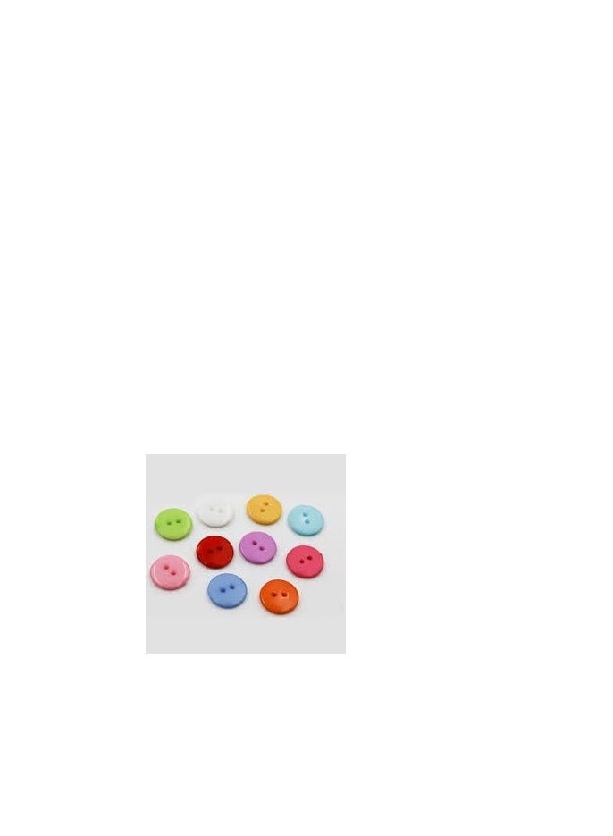 mysouq.co store 50pcs 17mm Colours Double Eye Bread Button Round Resin Sewing Buttons Diy Scrapbooking Multicolour, DIY Handmade  - Image 3