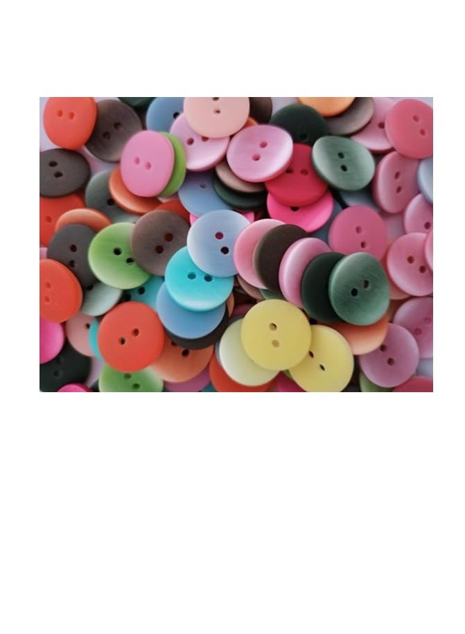 mysouq.co store 50pcs 17mm Colours Double Eye Bread Button Round Resin Sewing Buttons Diy Scrapbooking Multicolour, DIY Handmade  - Image 1