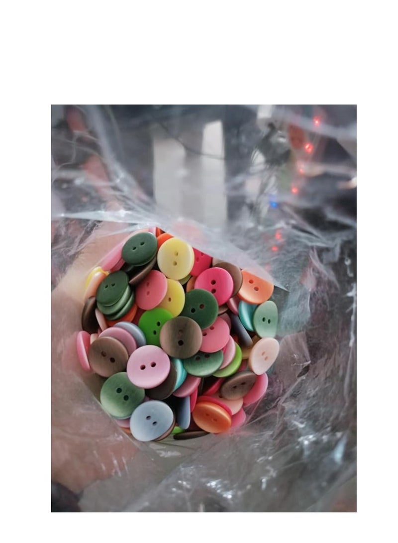 mysouq.co store 50pcs 17mm Colours Double Eye Bread Button Round Resin Sewing Buttons Diy Scrapbooking Multicolour, DIY Handmade  - Image 2