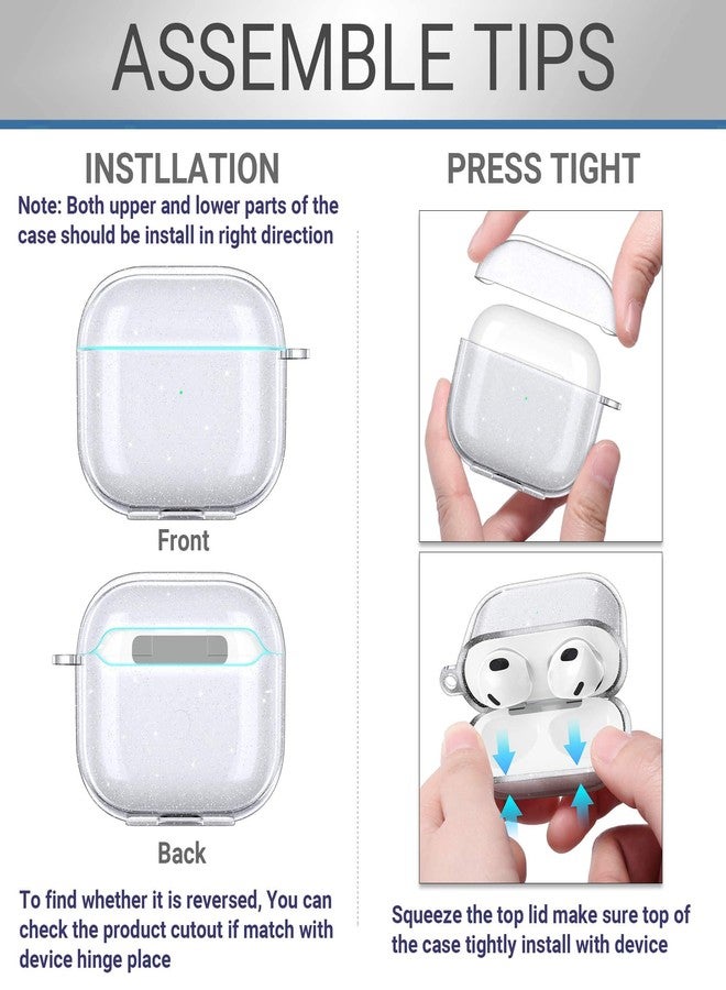 ULAK Compatible with AirPods 3 Case Clear Glitter, Shockproof Transparent Designed Soft TPU Protective Cover with Keychain for AirPods 3rd Generation 2021 [Front Led Visible], Glitter - Image 2