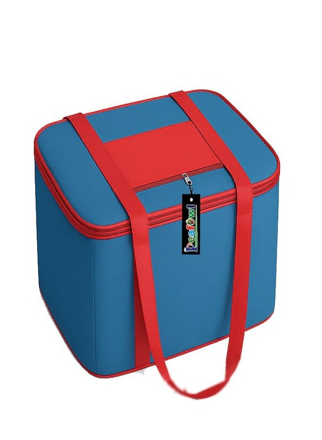 Peafowl Nylon Big Underbed Storage Bag Moisture Proof Cloth Organiser with Zippered Closure and Handle(Red Blue, 56x46x28cm) Rectangular (1) - Image 5