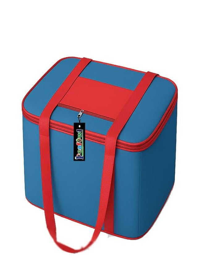 Peafowl Nylon Big Underbed Storage Bag Moisture Proof Cloth Organiser with Zippered Closure and Handle(Red Blue, 56x46x28cm) Rectangular (1) - Image 1