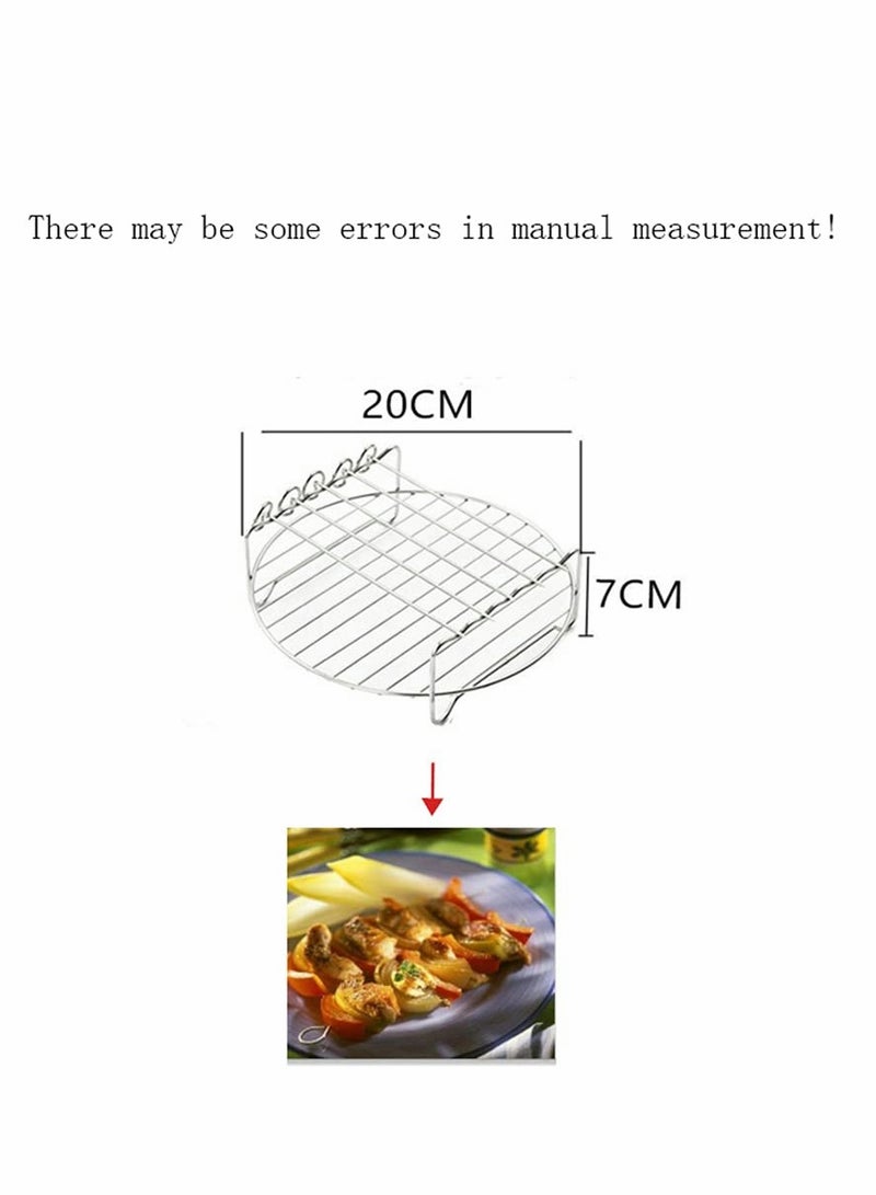 Air Fryer Rack Accessories 8 Inch Square Double Layer with 5 Skewers Stainless Steel Multipurpose Rack Metal Holder Fit Multi-purpose Double Layer Rack with Skewer - Image 3