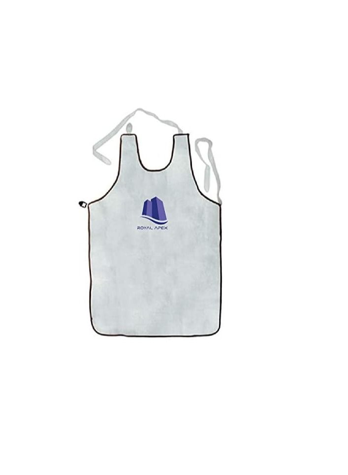 Grey Leather Welding Apron for Industrial Use High Temperature Fireproof Star Splash Protective - Image 1